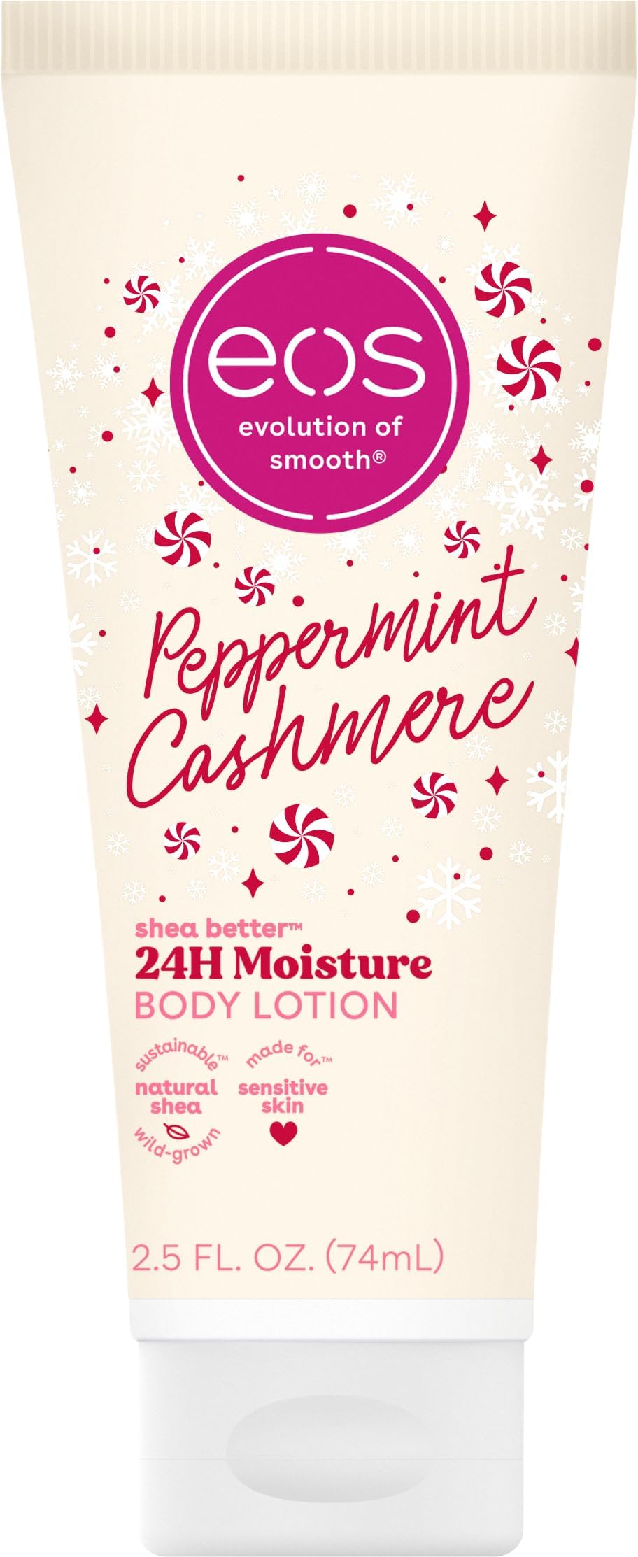 eos Shea Better Travel Size Body Lotion, Peppermint Cashmere, Holiday, Limited Edition Skin Care, 24-Hour Moisture, Body Lotion for Women, travel size toiletries, Vegan, 2.5 fl oz