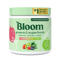 Thumbnail for Bloom Nutrition Greens and Superfoods Powder for Digestive Health, Greens Powder, Digestive Enzymes, Probiotics, Spirulina, Chlorella for Bloating & Gut Support, Green Juice, 30 SVG, Strawberry Kiwi