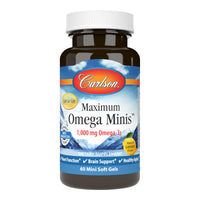 Thumbnail for Carlson - Maximum Omega Minis, 1000 mg Omega-3s, Heart Function, Brain Support & Healthy Aging, Lemon, 60 Mini Softgels