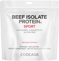 Thumbnail for Codeage Grass-Fed Beef Isolate Protein Powder Supplement - 20 Amino Acids, Collagen-Rich - Athletes & Sports - Unflavored Carnivore Protein Supplement, BCAA & EAA - Gluten-Free - 26.45 oz