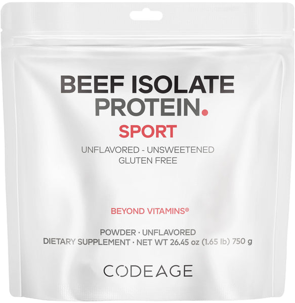 Codeage Grass-Fed Beef Isolate Protein Powder Supplement - 20 Amino Acids, Collagen-Rich - Athletes & Sports - Unflavored Carnivore Protein Supplement, BCAA & EAA - Gluten-Free - 26.45 oz