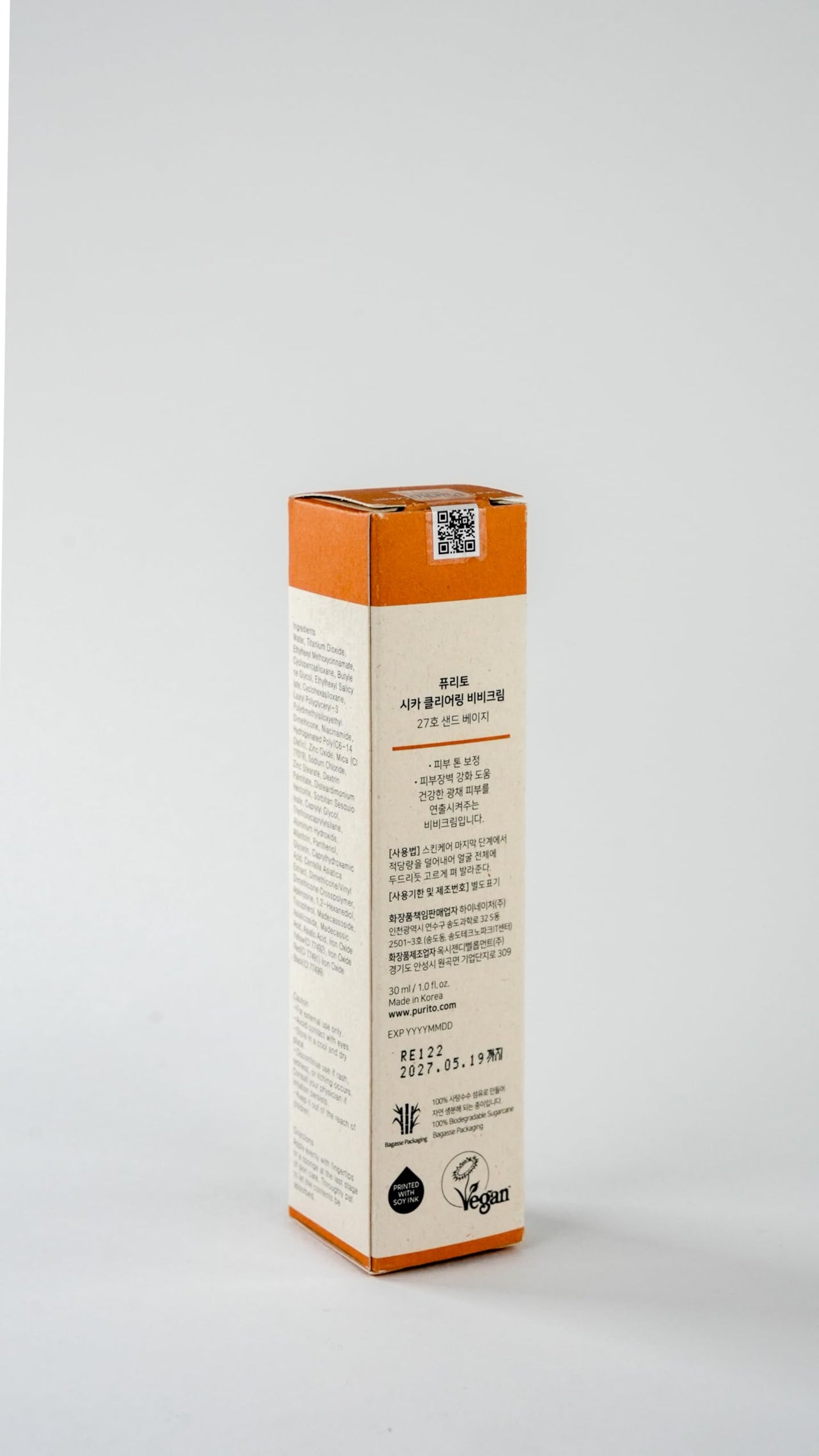 PURITO Cica Clearing BB Cream #27 Sand Beige 1 fl.oz / 30ml, Vegan bb cream