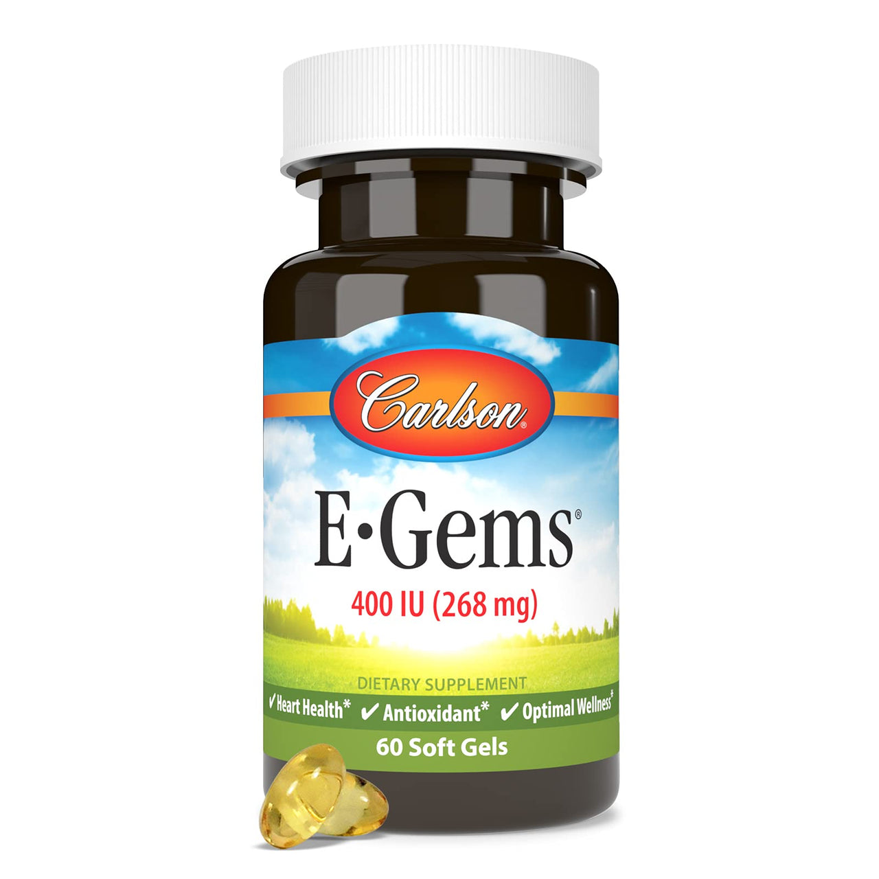 Carlson Labs E-Gems Natural Vitamin E, 400 IU, 60 Softgels