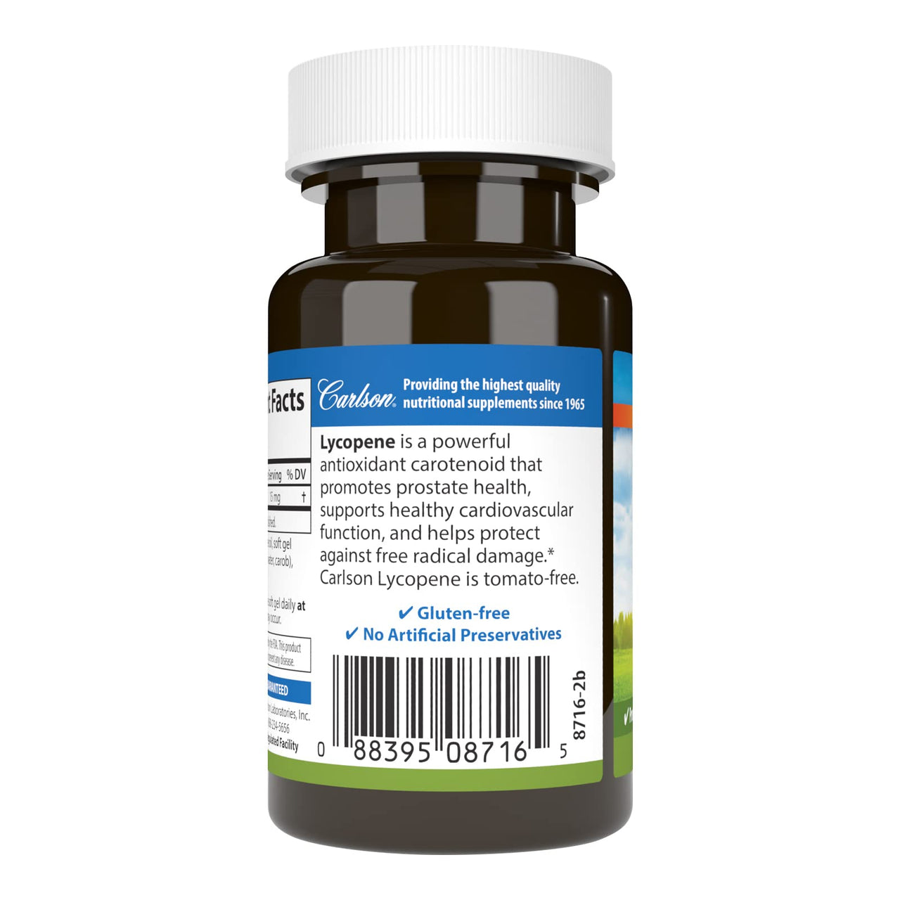 Carlson - Lycopene, 15 mg, Tomato-Free, Prostate Health & Circulation Support, Optimal Wellness, 60 Softgels