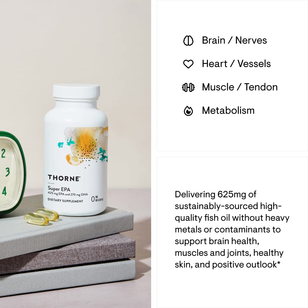 Throne Super EPA - Omega-3 Fatty Acids EPA 425mg and DHA 270mg Supplement - Support Brain, Cardiovascular, Joints, and Skin - Gluten-Free, Dairy-Free, Soy-Free - 90 Gelcaps