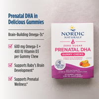 Thumbnail for Nordic Naturals Zero Sugar DHA Prenatal Vitamin Gummies, Strawberry Orange Flavor - 27 Gummies - Supplements for Pregnancy - 600 mg Omega-3 Fish Oil and 400 IU Vitamin D3-27 Servings