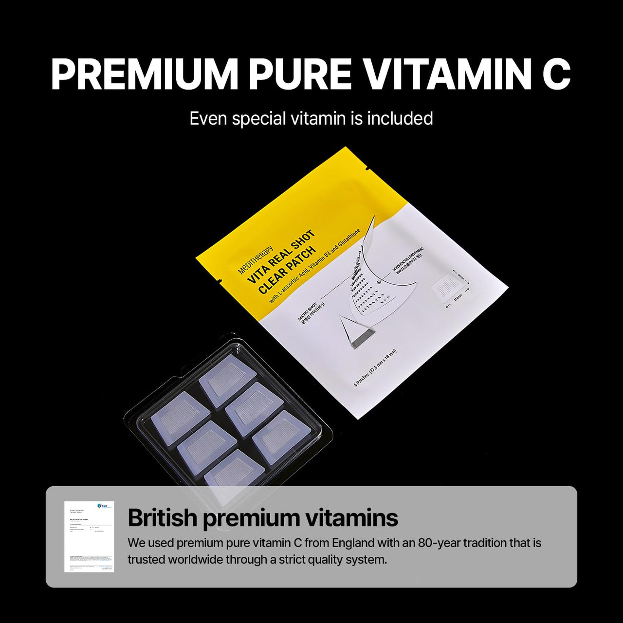 Vita Real Shot Clear Patch - Dark Spot Remover for Face, Hydrocolloid Patch for Acne and Blemish Marks - Melting Needle Tips with Vitamin C, Glutathione, and Niacinamide - Pigmentation Treatment - 6EA
