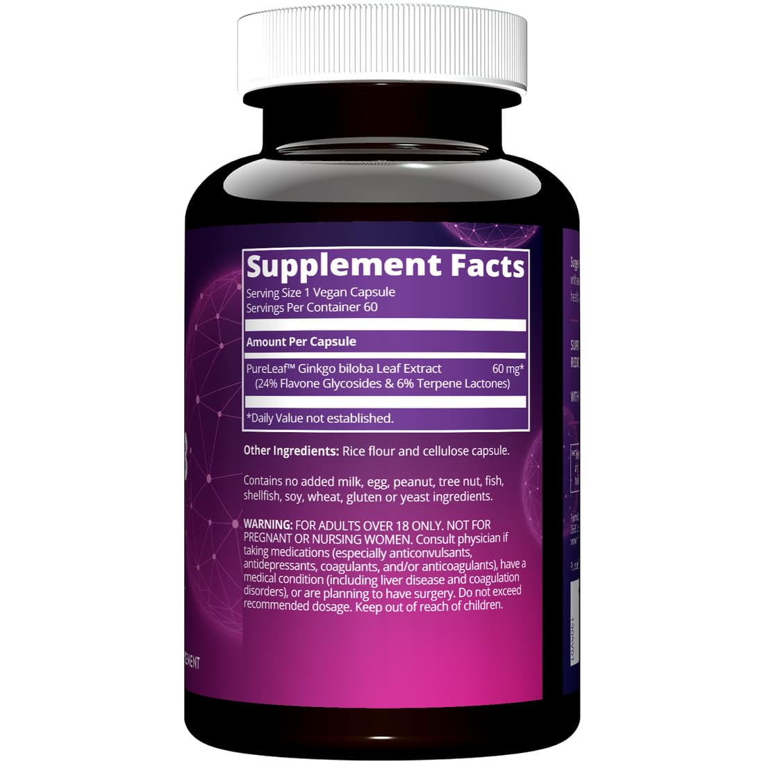 MRM Nutrition Ginkgo B - For Women & Men - 60 mg Vegetarian Capsules, Ginkgo Biloba Leaf Extract for Circulation Strength & Brain Support, Herbal, Vegan, Non‑GMO Supplement for Adults - 60 Servings