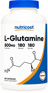 Thumbnail for Nutricost L-Glutamine 800mg, 180 Capsules - Gluten Free, Non-GMO