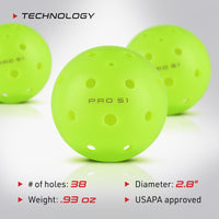 Thumbnail for Selkirk Pro S1 Ball | Crack-Resistant | 38 Hole Outdoor Pickleball Balls | USAPA Approved Pickle Ball for Tournament Play | Advanced Aerodynamics | 12 Pack Pickleballs |