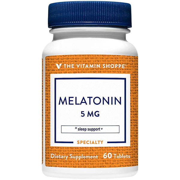 The Vitamin Shoppe Melatonin - Sleep Support, Restful Sleep & Healthy Sleep Cycle, Natural Sleep Aid (60 Tablets)