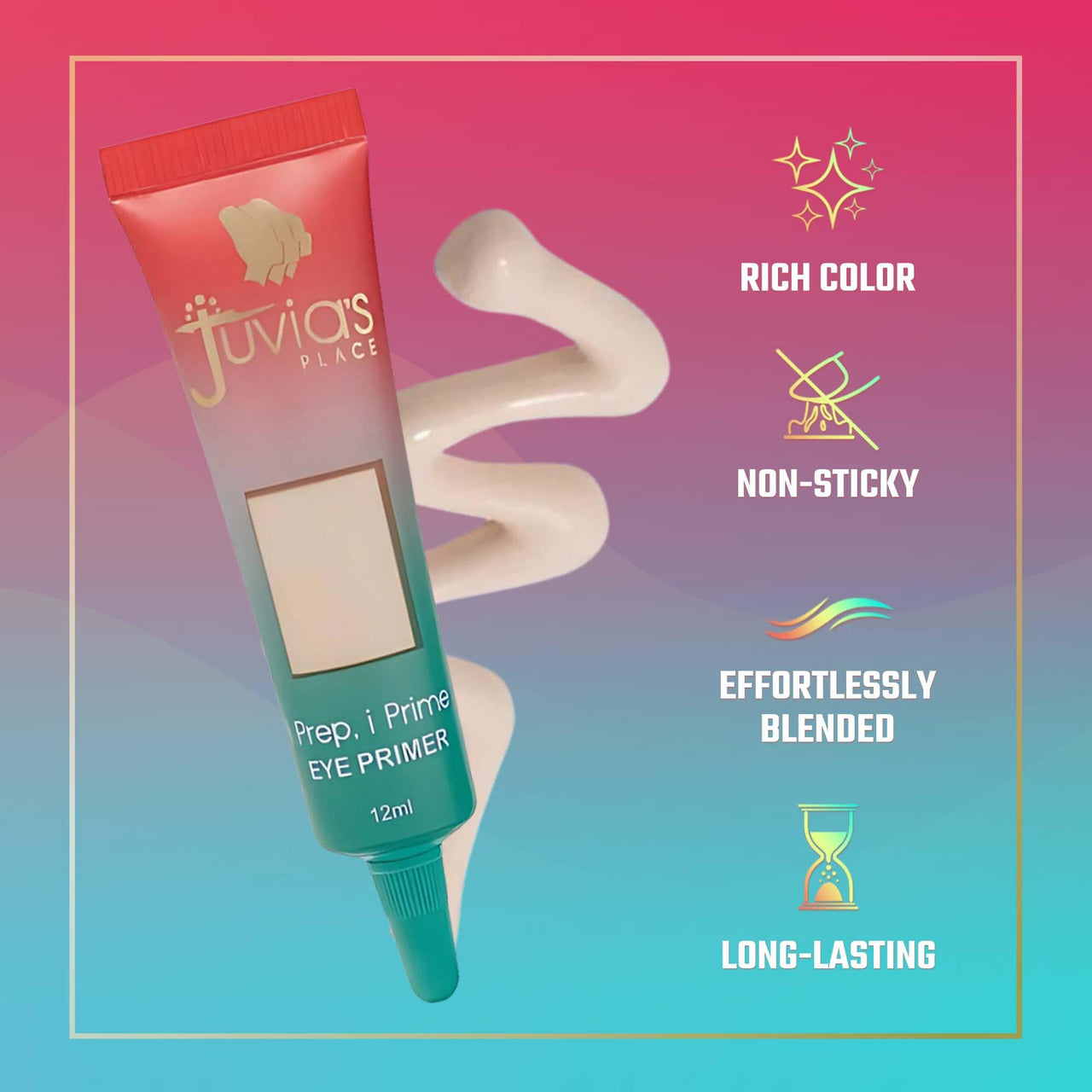 Juvia's Place i Prep, i Prime Eyeshadow - Milky White, Cream Base Eye, No Crease Eyeshadow, Eye Makeup Addition, Primer Intensifying Glitter, Matte
