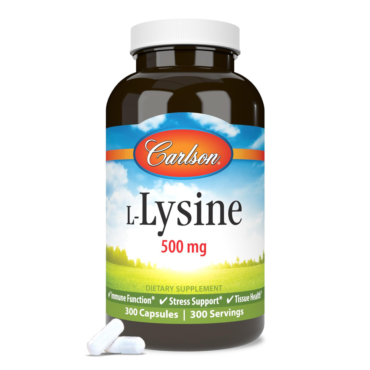Carlson - L-Lysine, 500 mg, Supports Healthy Tissue & Muscle Development, 300 capsules