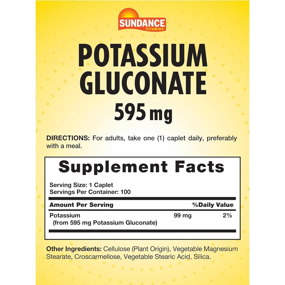 Sundance Vitamins Potassium Gluconate 595 mg 100 Caplets
