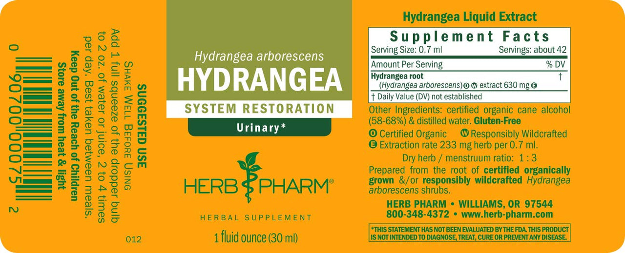 Herb Pharm Hydrangea Liquid Extract for Urinary System Support, 1 Fl Oz