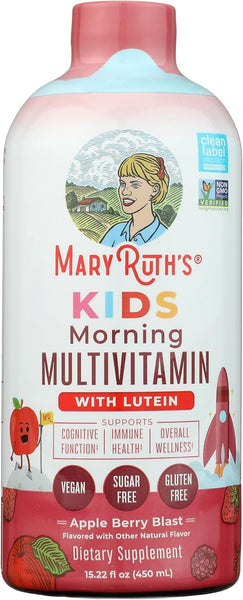 MaryRuth's Liquid Morning Multivitamin for Kids | Kids Multivitamin | Immune Support Supplement | Vitamin C | Vitamin D | Essential Nutrients | Vegan | 30-180 Servings | 15.22 fl oz