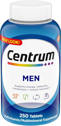 Thumbnail for Centrum Multivitamin for Men, Multivitamin/Multimineral Supplement with Vitamin D3, B Vitamins and Antioxidants, Gluten Free, Non-GMO Ingredients - 250 Count