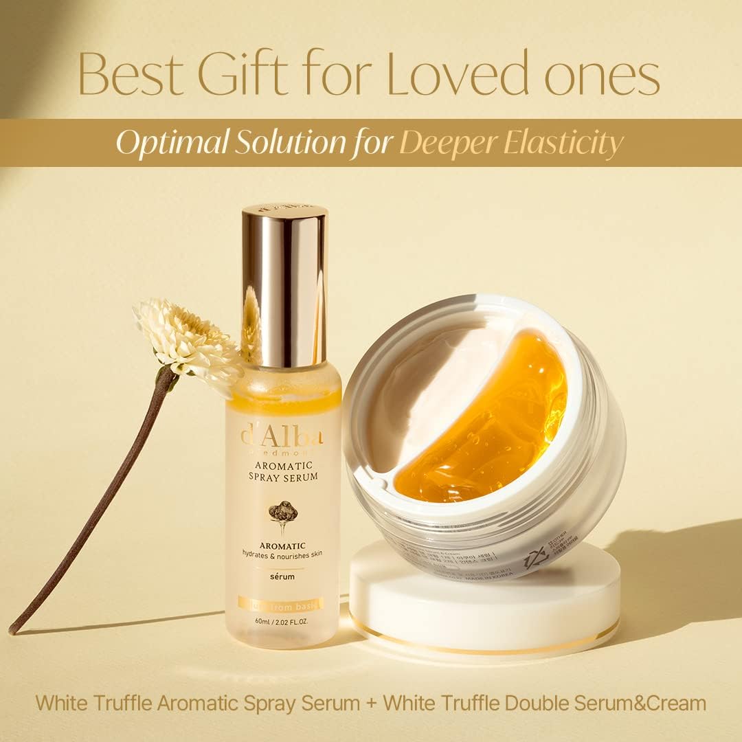 d'alba Piedmont White Truffle Essencial Gift Sets, First Aromatic Spray Serum & Double Serum & Cream, Korean Skin Care Deep Face Moisturizer, Gift for Women