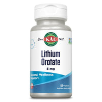Thumbnail for KAL Lithium Orotate 5mg | Low Serving of Chelated Lithium Orotate for Bioavailability & Mood Support | in Organic Rice Bran Extract Base | 60 VegCaps