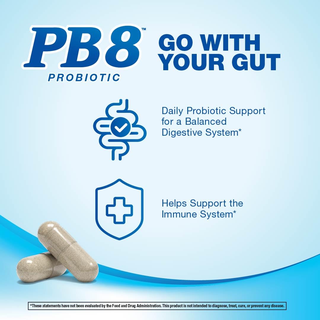 Nutrition Now PB 8 Probiotic Immune System and Digestive Support* Dietary Supplement, 60 Count