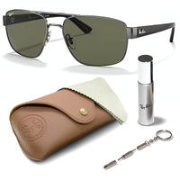 Thumbnail for Ray-Ban RB3663 POLARIZED Square-Round Shaped Sunglasses for Men & Women – Includes Official Rayban Eyewear Kit – Ideal Formal & Casual Wear Sunglasses – G-15 Green Lens
