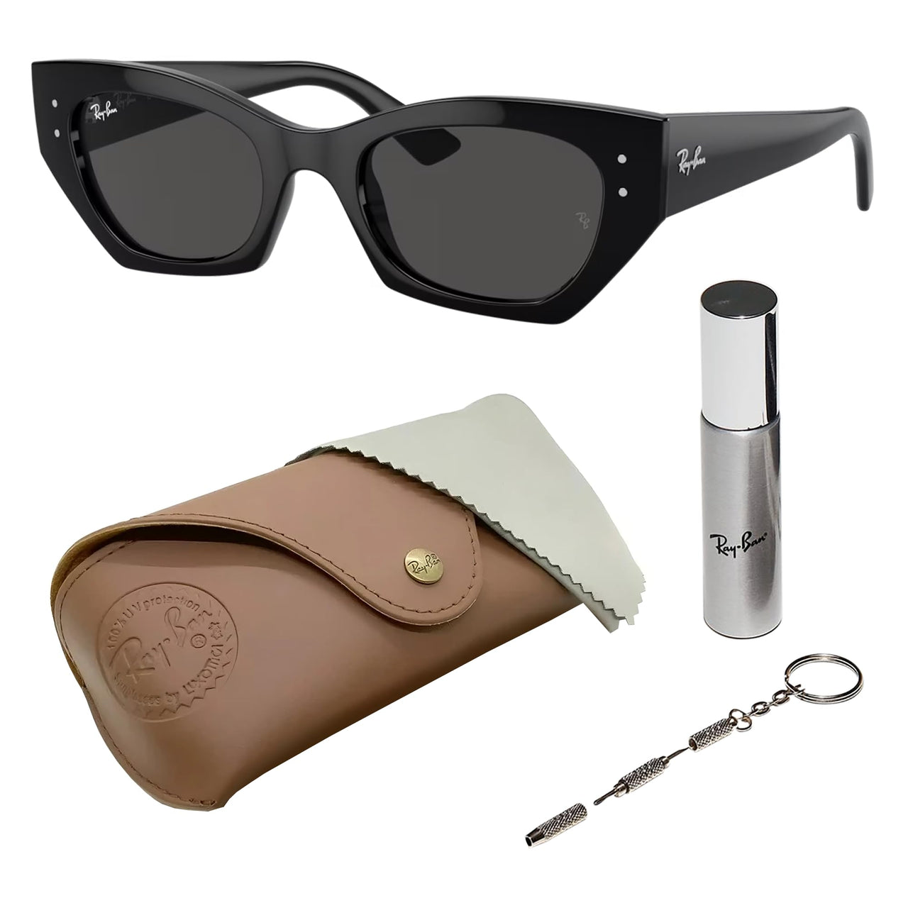 Ray-Ban RB4430 ZENA BIO-BASED Square-Round Shaped Non-Polarized Sunglasses for Men & Women – Includes Official RAYBAN Eyewear Kit – Ideal Formal & Casual Wear Sunglasses – Dark Grey Lens