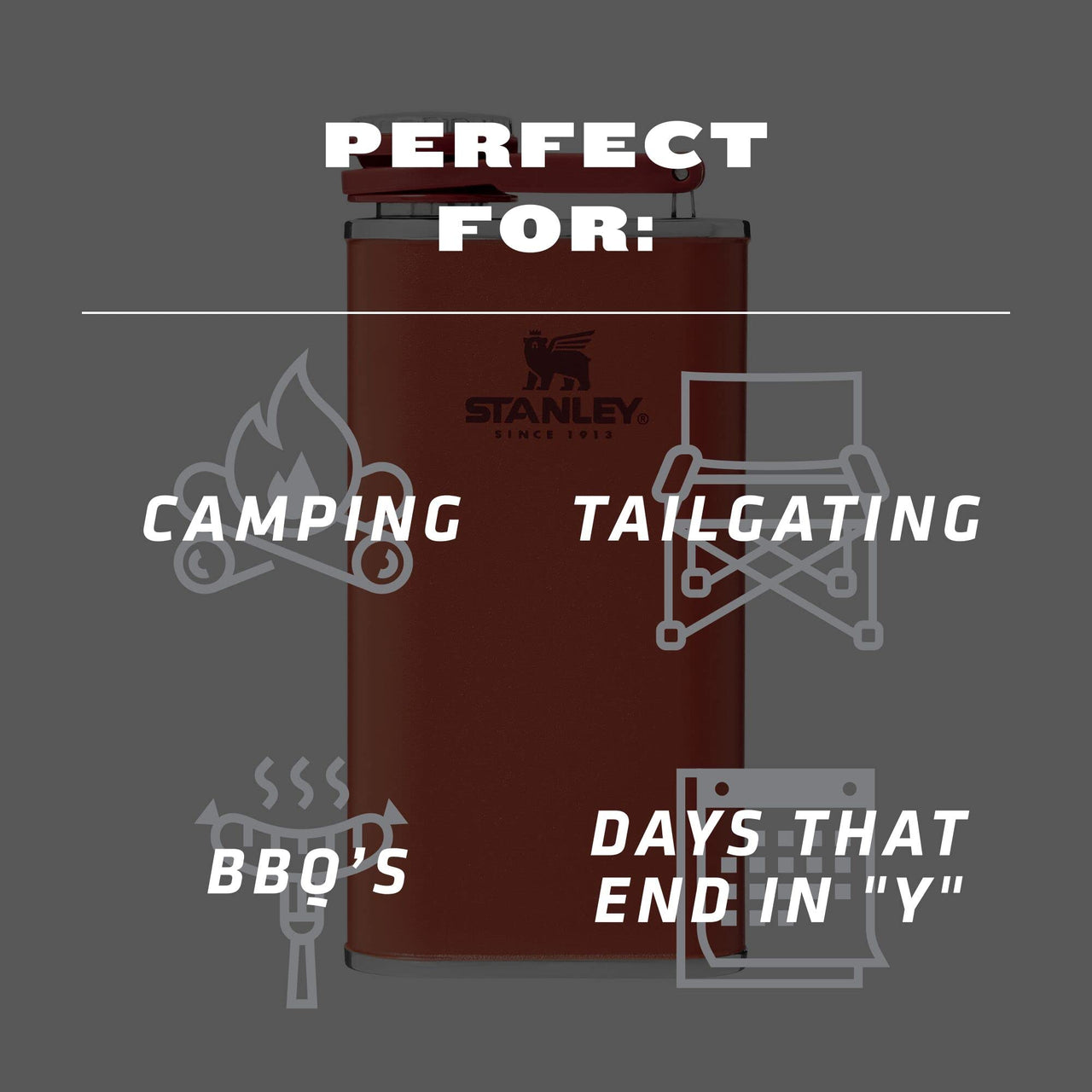 Stanley Classic Easy Fill Wide Mouth Flask 8 oz | Leakproof Hip Flask | Hinge Connected Never Lose Cap | Insulated Stainless Steel Liquor Container | BPA-Free | Cinnamon