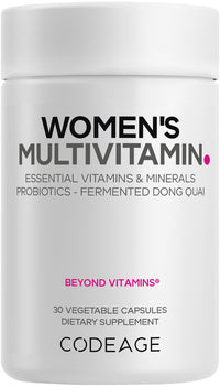 Thumbnail for Codeage Women’s Multivitamin - Vitamins A, C, D3, E, B6, B12, Folate, Calcium, Magnesium, Iron, Dong Quai, Probiotics - 1 Capsule Per Serving - Daily Vitamin Pills for Women - Non-GMO - 30 Capsules