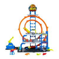 Thumbnail for Hot Wheels Mega Loop Garage Track Set with Toy Car & Helicopter