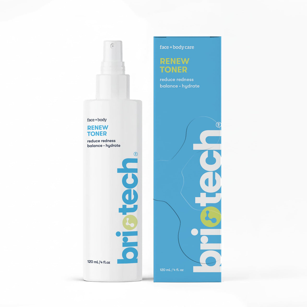 BRIOTECH Renew Toner, Hypochlorous Acid Spray, Minimize Appearance of Blemishes, Soothing Facial Mist for Sensitive Skin, Calm Redness & Bumps, Vegan, 4 fl oz