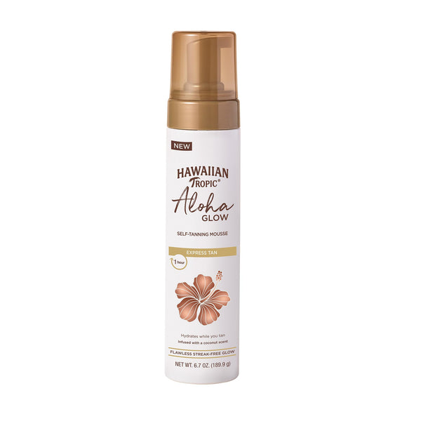 Hawaiian Tropic Aloha Glow Self Tanning Mousse, Express Tan, 6.7oz | Self Tanner Mousse, Fake Tan Foam, 1 Hour Express Sunless Tanner, Sunless Tanning Foam, 6.7 fl oz