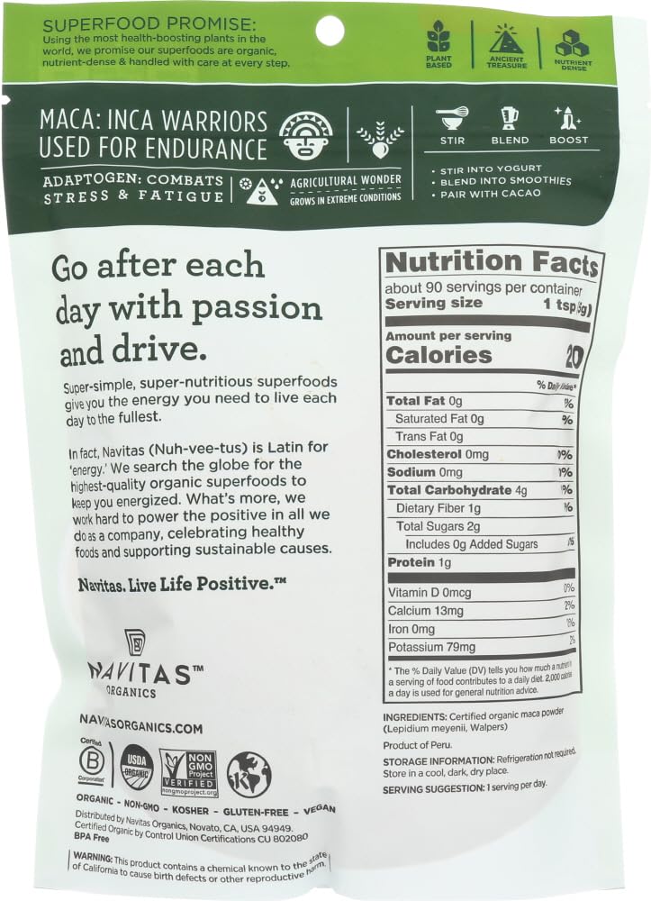 Raw Maca Powder 16 oz Pkg by Navitas Naturals