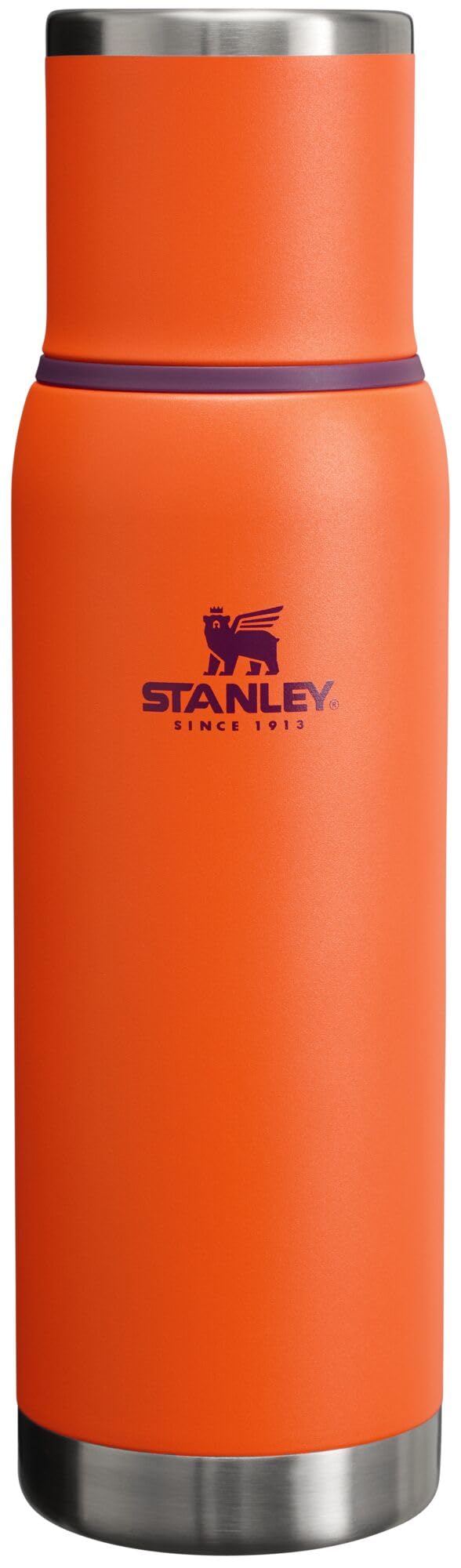 Stanley Adventure-To-Go Vacuum Bottle 1.1 qt | Wide Mouth with Leakproof Cup Lid | Keep Drinks Hot or Cold | Packable for Travel | Insulated Stainless Steel Thermal Bottle | BPA-Free | Tigerlily plum