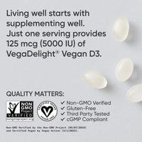 Thumbnail for Sports Research Vegan Vitamin D3 5000IU (125 mcg) with Coconut Oil | 100% Plant-Based Vitamin D for Bone, Joint & Immune Support | Carrageenan Free, Vegan Certified & Non-GMO Verified (60 Softgels)