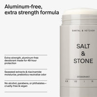 Thumbnail for Salt & Stone Aluminum Free Deodorant | Extra Strength 48 Hour Protection for Women & Men | Made with Seaweed Extracts, Niacinamide & Prebiotics | Santal & Vetiver