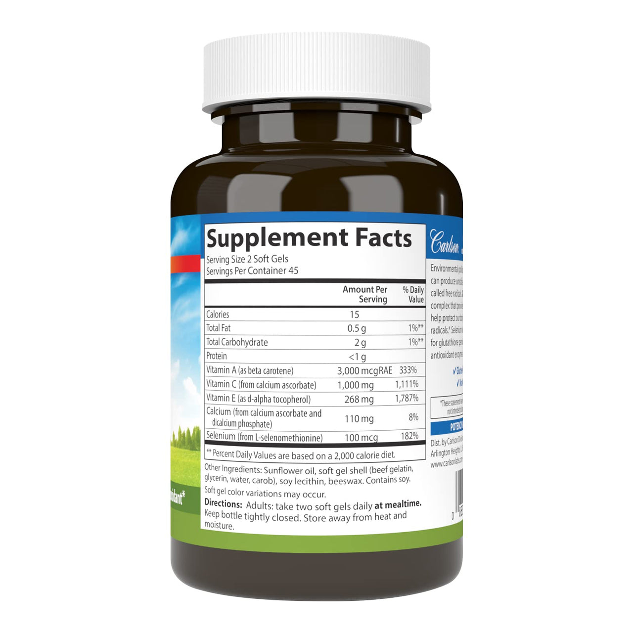 Carlson - ACES, Vitamins A, C, E + Selenium, Cellular Health & Immune Support, Antioxidant, 90 Softgels