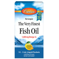 Thumbnail for Carlson - The Very Finest Fish Oil Grab + Go Packets, Single-Serving, 1600 mg Omega-3s, Norwegian, Wild Caught, Sustainably Sourced, Box of 15 Packets, 5 mL Each