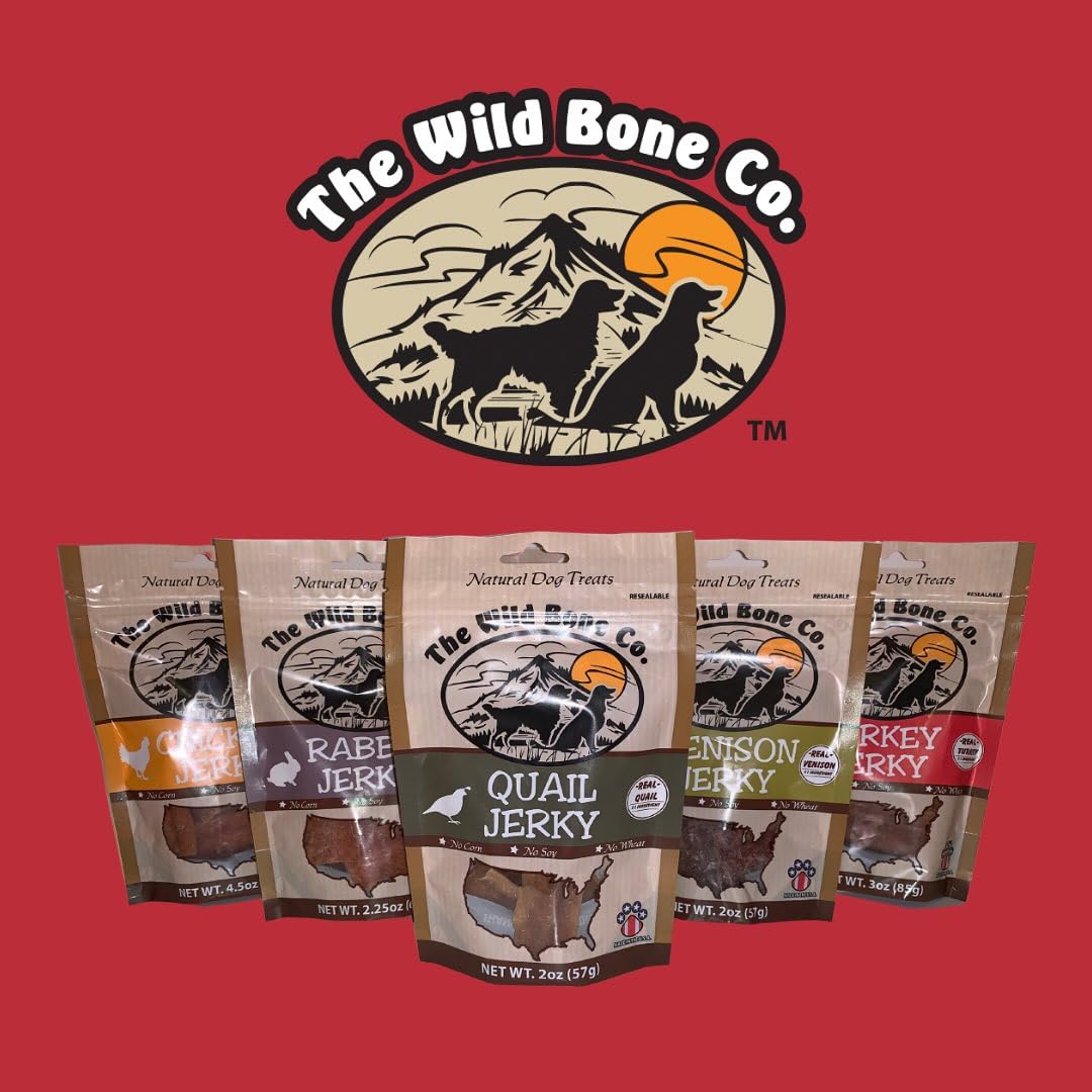 Wild Bone Company Rabbit Jerky Natural Dog Treats, 2.25 Ounces, Made in The USA