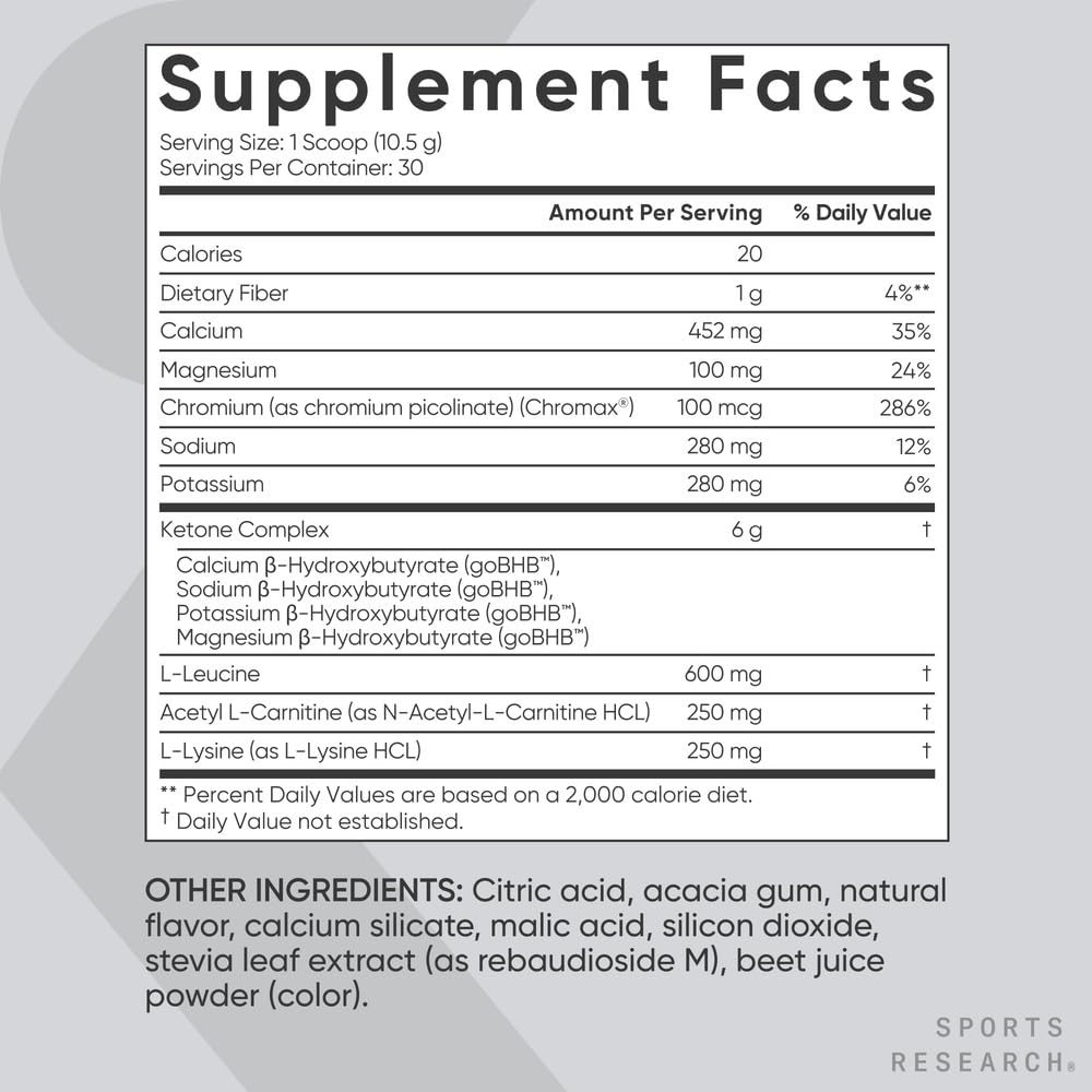 Sports Research® Keto Plus Exogenous Ketones with goBHB® - Premium Keto Powder Supporting Ketosis, Energy & Cognitive Function - Keto Certified · Vegan Friendly · 30 Servings (Raspberry Lemonade)