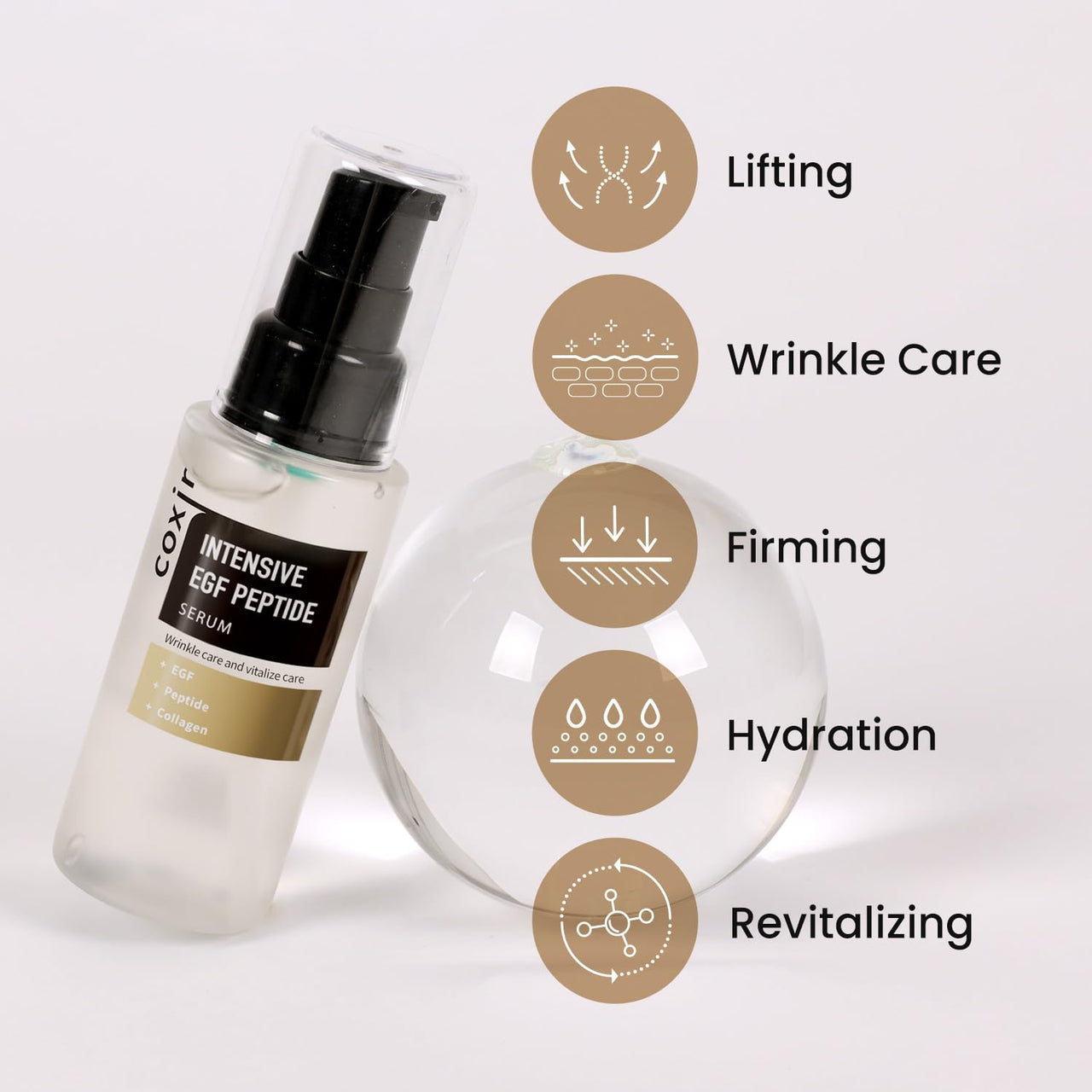 coxir INTENSIVE EGF PEPTIDE GIFT SET / Birthday Gift /Foam Cleanser+Serum+Cream/EGF, Peptide, Niacinamide, Collagen l Lightweight, quick absorbing, Lifting, Firming l Korean Skincare