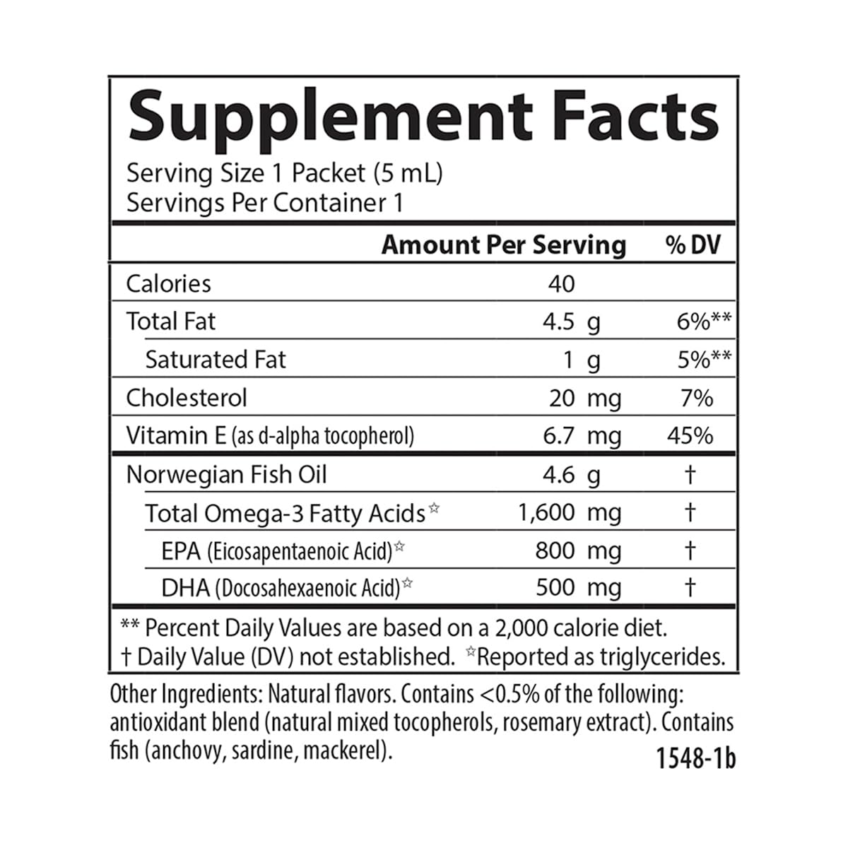 Carlson - The Very Finest Fish Oil Grab + Go Packets, Single-Serving, 1600 mg Omega-3s, Norwegian, Wild Caught, Sustainably Sourced, Box of 15 Packets, 5 mL Each