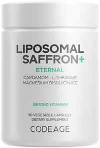 Thumbnail for Codeage Liposomal Saffron+ Supplement - Saffron Extract, Magnesium, L-Theanine, Cardamom, BioPerine - 3-Month Supply - Kesar Spice, Liposomal Delivery - Non-GMO - 90 Capsules