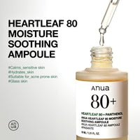 Thumbnail for Anua Heartleaf 80 Soothing Ampoule, Hydration Facial Serum for Glass Skin, Panthenol, Hyaluronic Acid, Non-Greasy, Gentle Formula, Lightweight Essence, Vegan, Korean Skin Care, 30ml/1.01 fl.oz