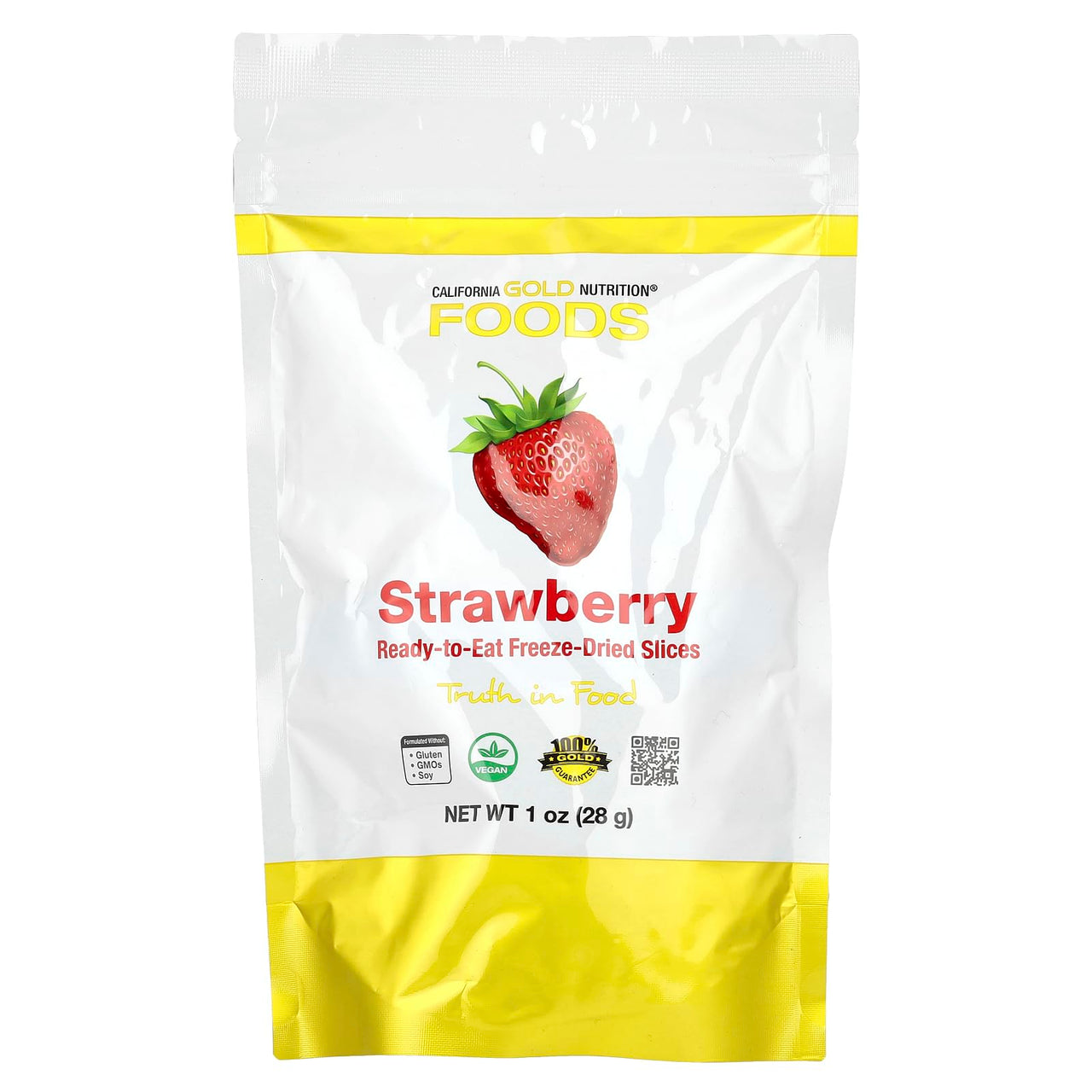 California Gold Nutrition Freeze-Dried Strawberries, 1 oz (28g), Snack, Dried Fruit