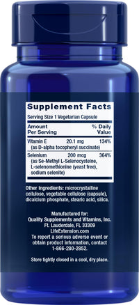 Thumbnail for Life Extension Super Selenium Complex 200 mcg & Vitamin E, 100 Veg Caps (Pack of 2)