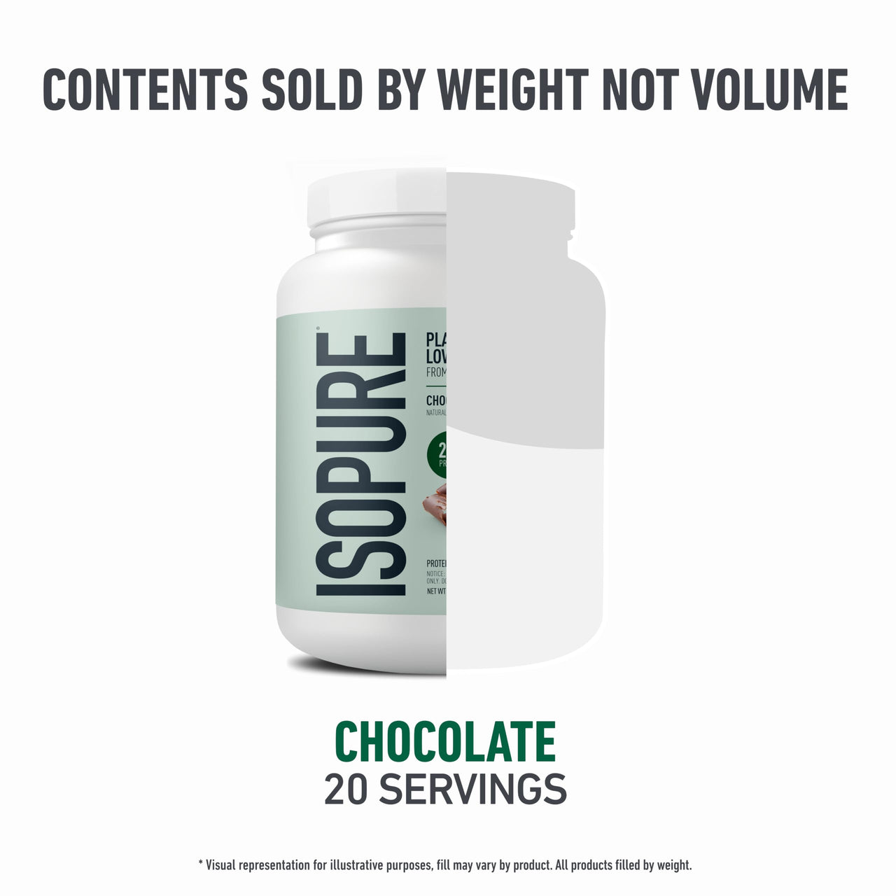 Isopure Plant-Based Protein Powder, Lactose Free, Gluten Free, With Iron, Chocolate, 20g Plant Protein Per Serving, 1.37 Lbs, 20 Servings