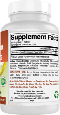 Thumbnail for Best Naturals Chromium Picolinate 1000 mcg 120 Tablets