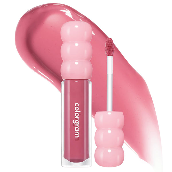 COLORGRAM Fruity Glass Gloss 04 Farewell Guava | Non-Sticky Glossy Lip Tint with Glass-Like Shine | Long-Lasting Hydrating Lip Gloss for Smooth & Plump Lips