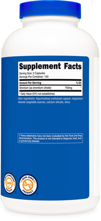 Thumbnail for Nutricost Strontium Capsules 750mg, 240 Capsules - Vegetarian, Non-GMO, Gluten Free