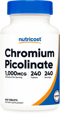Thumbnail for Nutricost Chromium 1000mcg, 240 Tablets - Gluten Free, Non-GMO